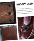 Premium Binding Screws And Countersunk Cap Nuts Designed For Hassle Free Install On Scrapbooks showing black screws on wood and leather surfaces.