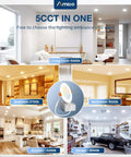 5CCT LED recessed lighting showcasing different room settings at various color temperatures.