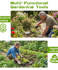 Gardener using Stainless Steel Hand Weeder With Anti Slip Rubber Handle Handy Portable Weeding Tool For Gardens Ergonomic Uprooting Weed Tool For Vegetable Beds And Farms Durable Easy Digging And Weeding In All Soil Types in garden