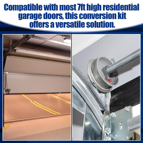7 Foot Garage Door Torsion Spring Kit with cable rollers and brackets for universal residential use, detailed view