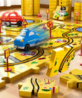 Puzzle Racer Car Track Set for Kids Ages 3 to 6 With 48 Pieces and 2 Cars, 6 Road Signs, Buildable Tracks for Creative Play