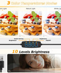 Overhead USB Ring Light Camera Mount With Flexible Arm Stand showing 3 lighting modes on waffles and brightness control