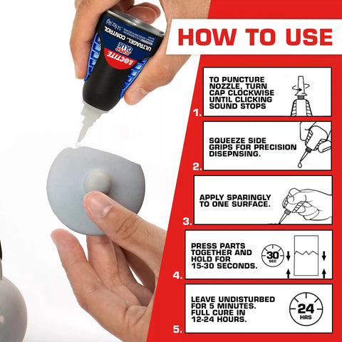 Ultra Gel Control Clear Super Glue 0.14 Fl Oz Bottle 1 Pack for Plastic Wood Metal Crafts application instructions