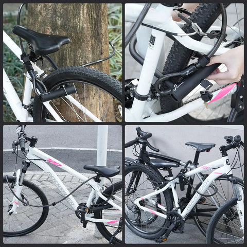 Heavy Duty Bike U Lock With 18mm Shackle And 6ft Security Cable For Road Mountain Electric And Folding Bikes, Portable Lock With Sturdy Mounting Bracket, Water Dust Scratch Resistant, Built Tough So You Can Lock Down Your Ride on bike frame and wheel
