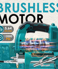 Cordless Grease Gun For Makita 18V Battery, 12000 PSI High Pressure, brushless motor, shown with hose and connector