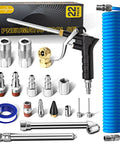 22-Packs Air Compressor Accessories Kit With 25 Foot Repairable PU Air Hose One Quarter Inch NPT Air Blow Gun Air Chuck Tire Gauge