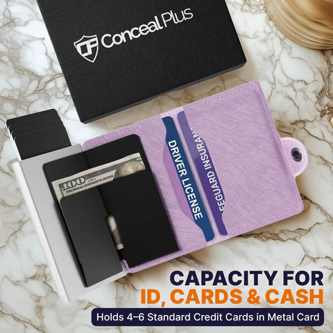 Pop Up Wallet For Women With RFID Blocking Slim Card Holder For Small Purses And Crossbody Bags Quick Card Access 4-6 Card Capacity