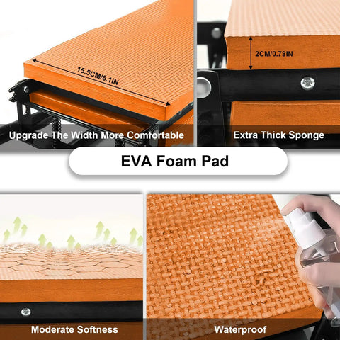 Close-up of EVA foam pad of Heavy Duty Foldable Garden Kneeler And Seat With Two Tool Bags, showing thickness and texture.