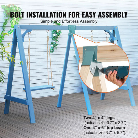 Heavy Duty A Frame Swing Set Brackets Kit For 4x4 Posts And 4x6 Beams With Mounting Hardware, DIY Swing Frame Brackets, Wobble Free Stability, Carbon Steel, Green Finish