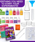 Science Kit For Kids Aged 5 To 12, Hands On STEM Toys And Chemistry Set With Cool Volcano Projects chemicals and tools shown