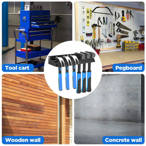 Wall Mount Screwdriver Organizer And Pliers Holder With Hammer Rack in various workshop setups.