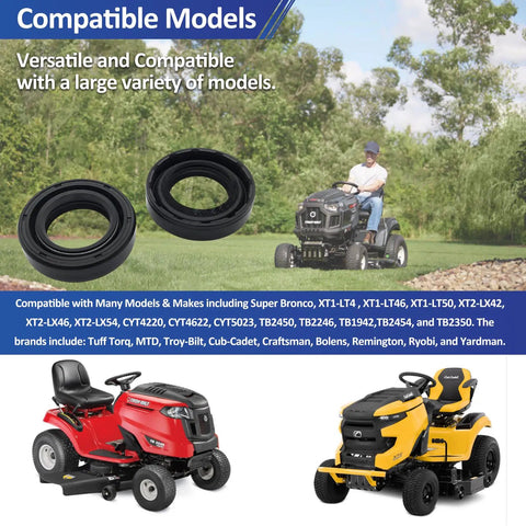 Axle Oil Seal Replacement Kit Two Piece Set 0.750 In By 1.250 In By 0.312 In Premium Materials Built Tough Seals Fits A Wide Range Of Vehicles And Brands Today. Two black axle oil seals shown with compatible riding mowers.