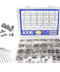 Stainless Steel Flat Point Set Screw Kit With Hex Socket Grub Screws M2 Through M8 Headless Screws Assortment Including Hex Keys