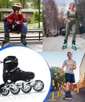 Adjustable Inline Skates For Adults And Kids Dope High Performance Roller Blades With Giant Wheels Durable Aggressive Design For Men And Women Black Size 10 11 12 shown in various outdoor activities