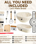 All In One Sourdough Starter Kit With 9 Inch Round And 10 Inch Oval Banneton Proofing Baskets Starter Jar Bread Sling Lame