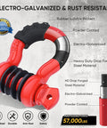 Beefy Two Pack D Ring Shackle 7/8 Inch Screw Pin 57,000 Lbs Break Strength 3/4 Inch Heavy Duty Shackles Electro-Galvanized Red
