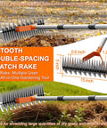 Heavy Duty Thatch Rake For Lawn With 68 Inch Adjustable Handle 15 Inch Dethatcher Rake Dual Action Tines diagram and application
