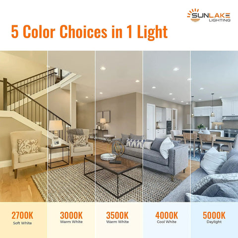 12 Pack 4 Inch LED Recessed Ceiling Lights With Junction Box, 2700K To 5000K Selectable Color Temperature, Ultra Thin, 9W-75W Equivalent, Dimmable 750LM, ETL And Energy Star Certified