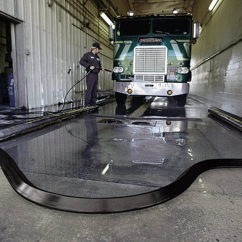 Spill Barrier Dike 10 Ft Long By 4 In Wide By 2.25 In High Black With Tear Resistant Top Layer And Tacky Bottom For A Tight Liquid Proof Seal On Smooth Surfaces Reusable And Easy To Clean