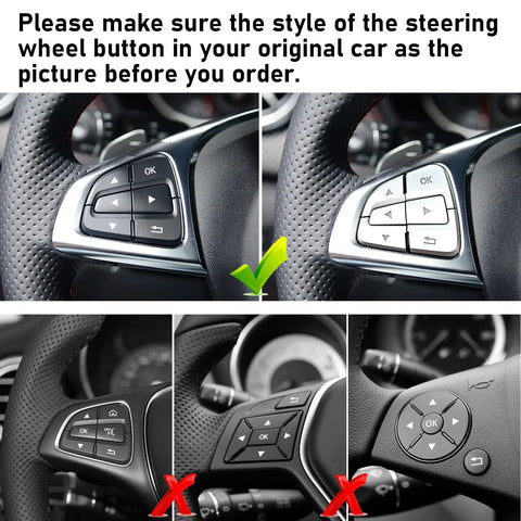 Mercedes Steering Wheel Button Covers Kit 12Pcs Chromed Silver Inner Decoration compatibility check display