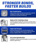 Hardcore Button Head Socket Cap Screws 10 Pack 5/16-24 X 1/2 Inch 18-8 Stainless Steel with hex-socket drive and full threads.