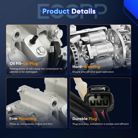 Product details showing Straight Up Solid Drop-In AC Compressor With Clutch For Honda Civic 2006-2011 1.8L components and features.