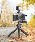 Z fc Handgrip L Shape Grip Holder for Nikon Z fc Camera with tripod on outdoor autumn path