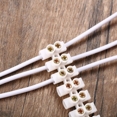 10 Piece White Terminal Blocks With 12 Position Dual Row Screw Terminals For Easy Wire Connection 4 Mm2 Wire Gauge 20 Amp 380V