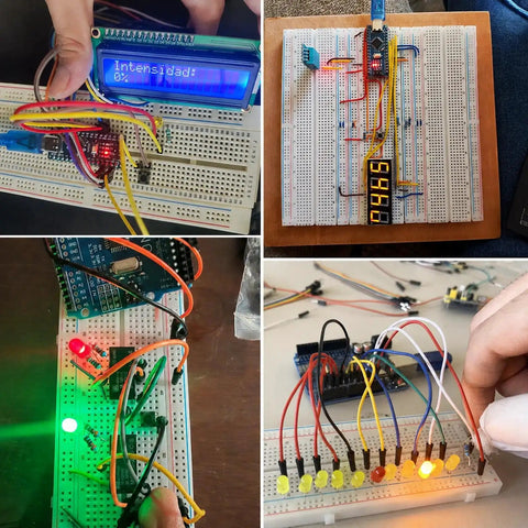 All In One Electronics Kit With UNO R3 Compatible Board Power Supply Module 480 Pcs Of Components 830 Tie Point Breadboard
