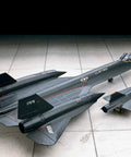 SR 71 Blackbird Model Kit 1 72 Scale With 66 Pieces Skill Level 4 Includes GTD 21 Surveillance Drone Cart Detailed Surface Details And Authentic US Air Force Markings Totally Great For Teen And Adult Builders model displayed on tiles