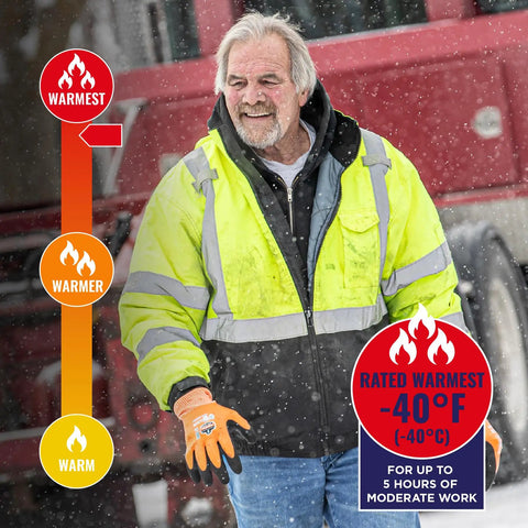 Worker wearing Hi Vis Lime GloWear Type R Class 3 Quilted Bomber Jacket Insulated 160g Built For The Jobsite Wind And Water Resistant