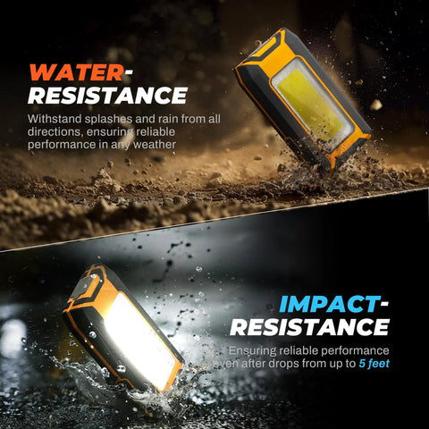 Two Pack LED Rechargeable Magnetic Work Light With 1500 Lumens, water-resistant, impact-resistant with USB C Charging.
