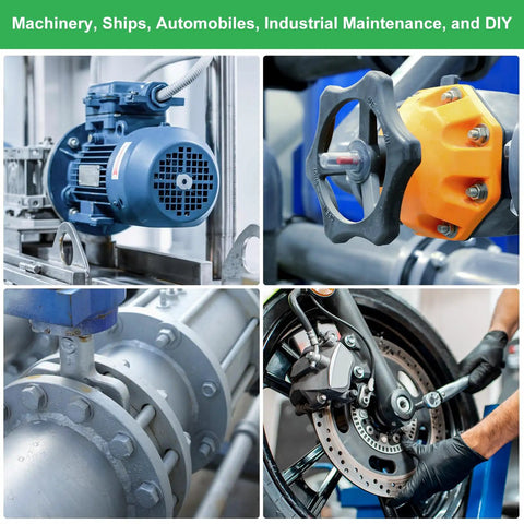Machinery and tools used for industrial maintenance and DIY projects with a focus on mechanical components and assembly.