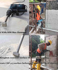 SDS Max Concrete Repair Patch Bushing Tool for Surface Prep demonstrating concrete roughening and bonding application on walls.