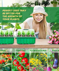 Woman gardening with 5 Pack Seed Starter Trays With Humidity Domes And Base, Germination Kit for Vegetables, Flowers, Bonsai