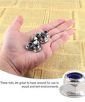 20 Piece M6 Self Locking Nut Set With Flange in hand, 304 stainless steel nylon insert anti loosening nuts, bright finish