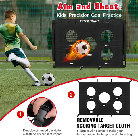 2 Pack 4x3 Ft Kids Soccer Goals For Backyard Practice Sesh Foldable Portable Soccer Nets With Target Ball And Cones Easy Storage