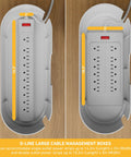 Large White Cable Management Box For Power Strips And Cords, Floor Outlet Hideaway, top view with power strip inside