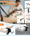 12X Magnifying Glass With Light And Stand, Extra Long Arm Overhead Magnifier For Workbench Crafting And Sewing with LED and clamp