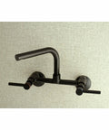 Matte Black 8 Inch Adjustable Wall Mount Kitchen Faucet With Solid Brass Construction Drip Free Ceramic Disc Cartridge Center