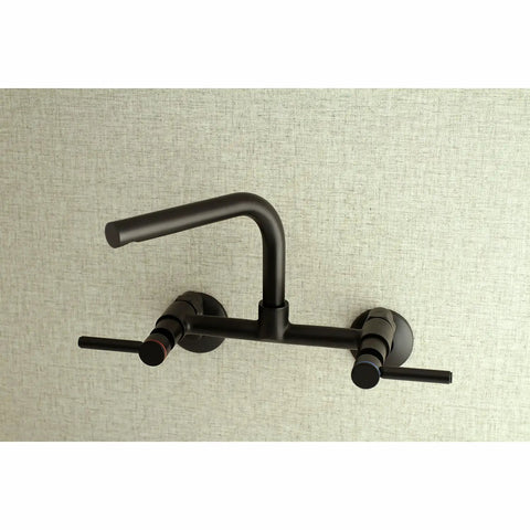 Matte Black 8 Inch Adjustable Wall Mount Kitchen Faucet With Solid Brass Construction Drip Free Ceramic Disc Cartridge Center