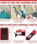 Instructions for using Big Batch Clothing Price Tag Kit With Garment Label Applicator Parts Ink Rollers Plastic Barbs And Paper Tags.