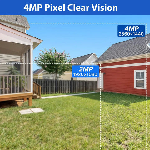 Outdoor view demonstrating 4MP clarity resolution of Solar Battery Powered Wireless Security Camera With 4MP Video And 2.5K Clarity No Wires Needed Outdoor Rechargeable WiFi Cam Color Night Vision Spotlight And Siren Alarm Motion Detection SD Or Cloud Storage Works With Alexa.