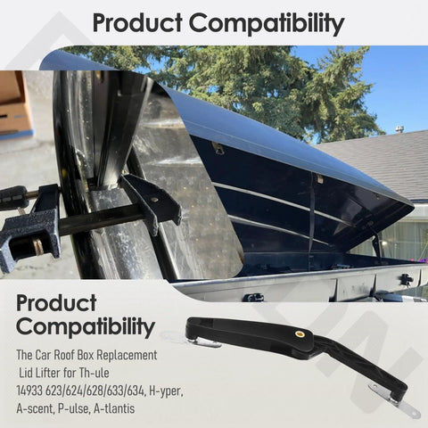 Premium Roof Box Lid Lifter Replacement Hinge For Thule Ascent Pulse Atlantis Hyper Cargo Carrier shown installed on roof box.