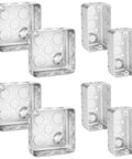 Pro Grade Heavy Duty Electrical Junction And Outlet Box Set Eight Pack With Dual Depth 4x4 And 4x2 Metal Boxes, steel boxes