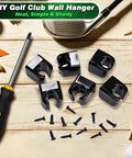 Go To Golf Club Wall Mount Kit 28 Pack DIY Storage Rack Organizer ABS hangers with screws on wood surface