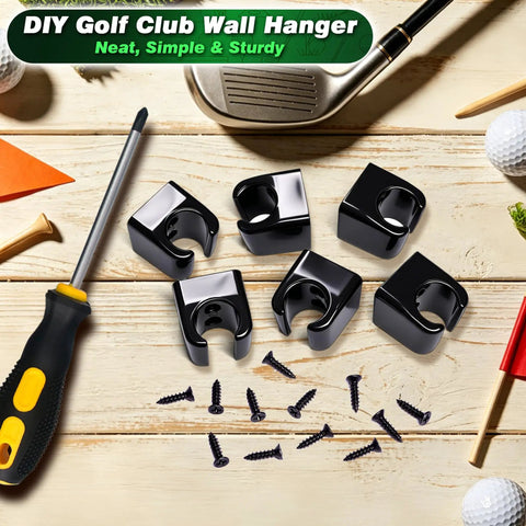 Go To Golf Club Wall Mount Kit 28 Pack DIY Storage Rack Organizer ABS hangers with screws on wood surface