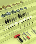 Complete Rivet Nut Drill Adapter Kit with Dual Drive Modes; 270 nuts, 36 mandrels, ratchet wrench, red adapter, and components