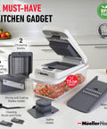 Real Original Pro 10 in 1 Vegetable Chopper and Mandoline Slicer with 8 Blades food prep gadget shown with parts and container