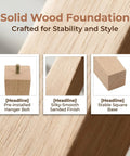 Close-up of Heavy Duty Wood Square Furniture Legs Set With Screws 6.7 Inch Replacement Feet showing solid wood finish.